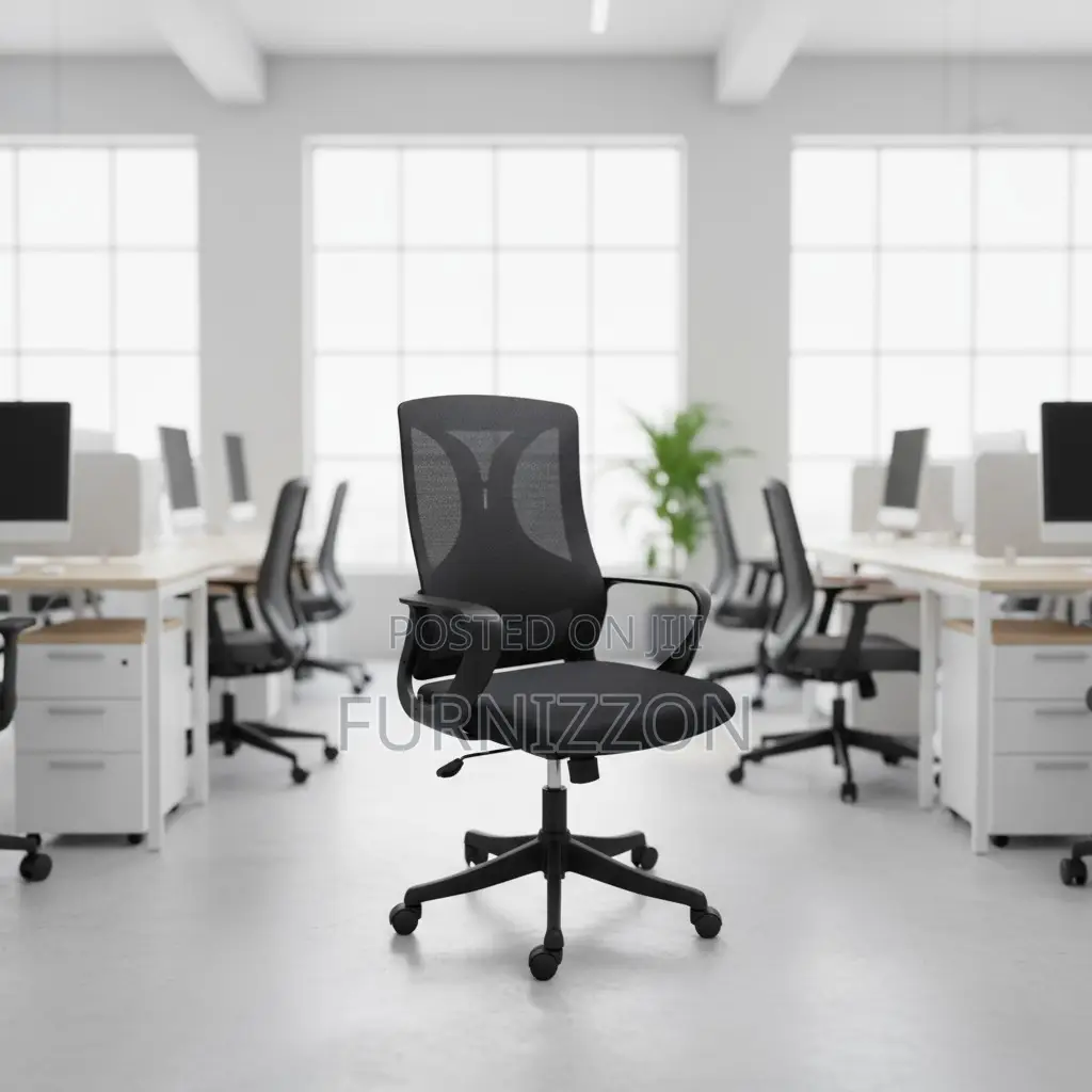 Height Adjustable Swivel Black Mesh Mid-Back Office Chair