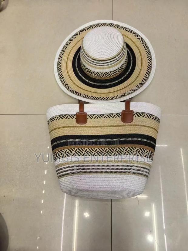 Multi Colorstraw Bag With Matching Hat - thumbnail 2