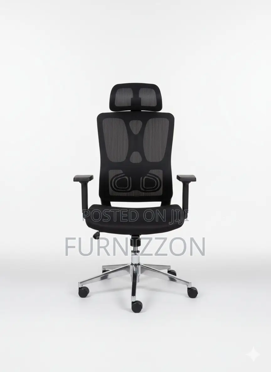 Adjustable Black High-Back Ergonomic Mesh Swivel Chair With Headrest