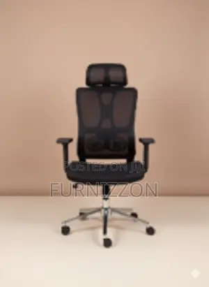 Adjustable Black High-Back Mesh Ergonomic Office Chair With Headrest