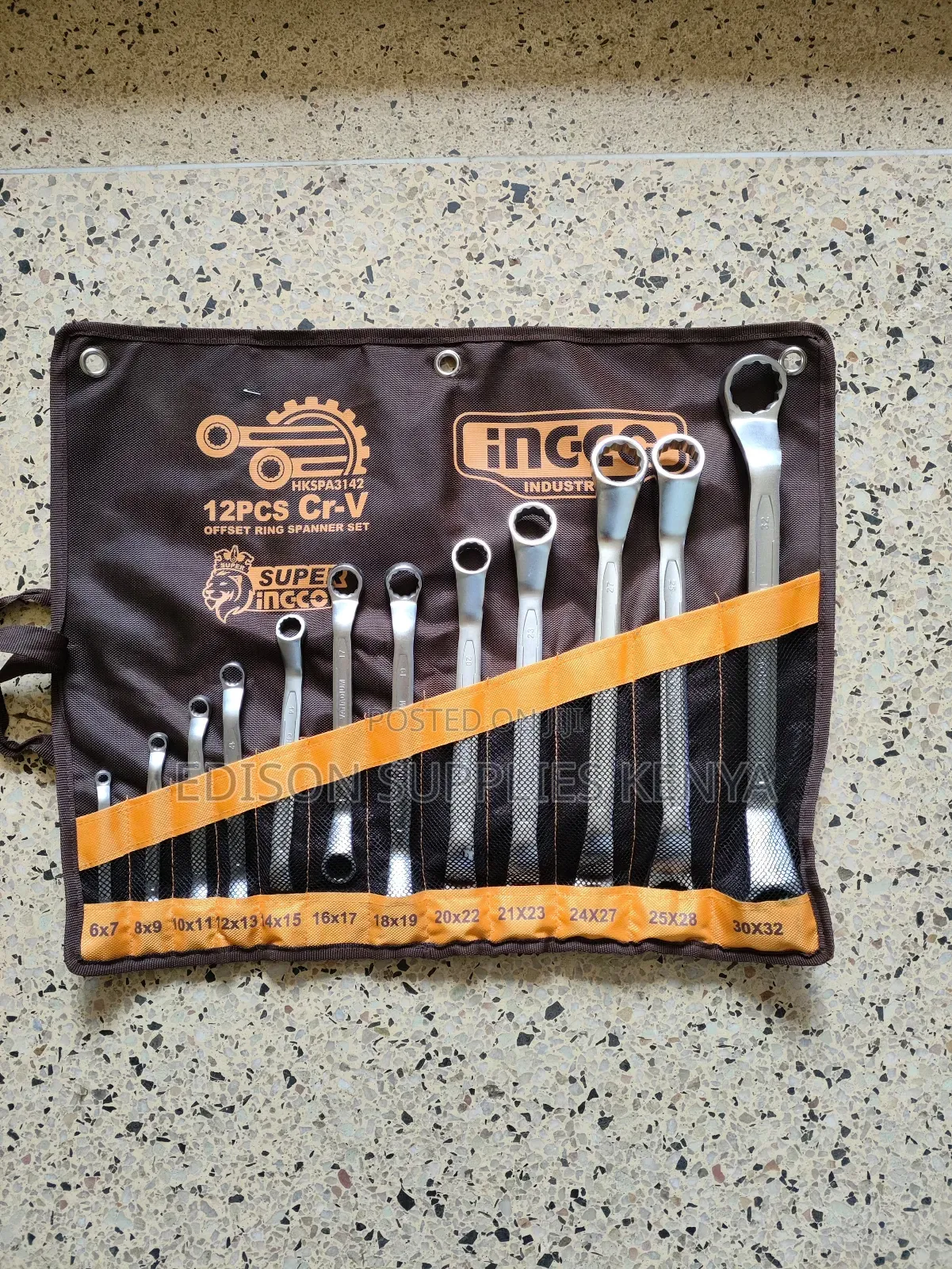 Offset Ring Spanner Ingco Double Ring Wrench Spanners Set 12pcs CRV