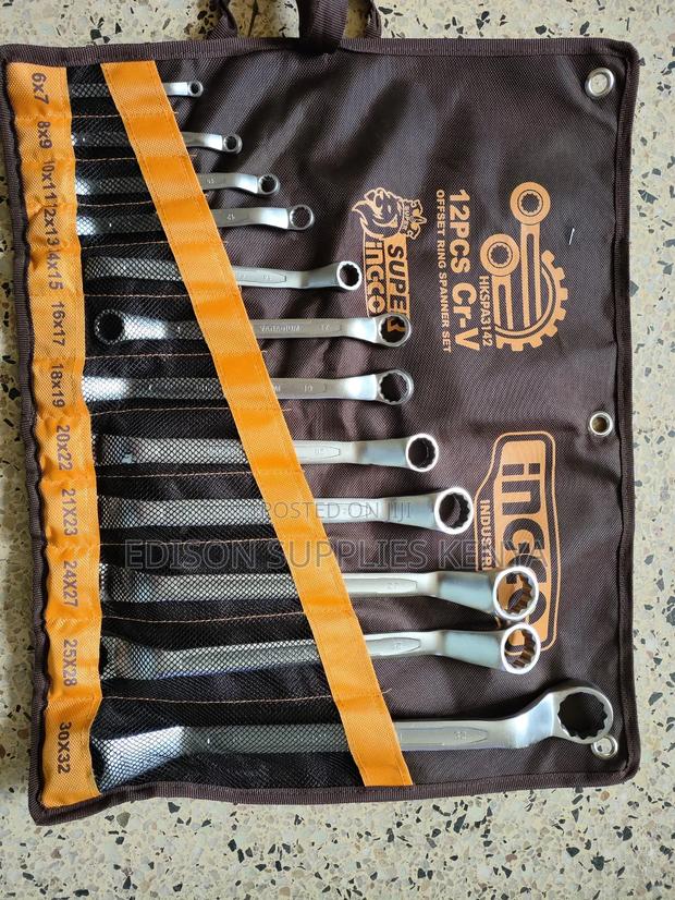 Offset Ring Spanner Ingco Double Ring Wrench Spanners Set 12pcs CRV - thumbnail 4