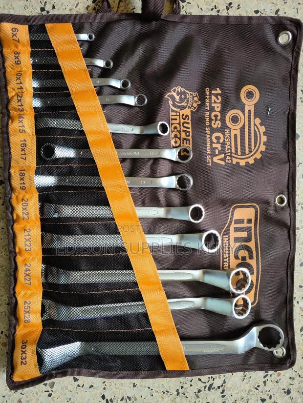 Offset Ring Spanner Ingco Double Ring Wrench Spanners Set 12pcs CRV - thumbnail 6