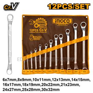 Offset Ring Spanner Ingco Double Ring Wrench Spanners Set 12pcs CRV - thumbnail 2