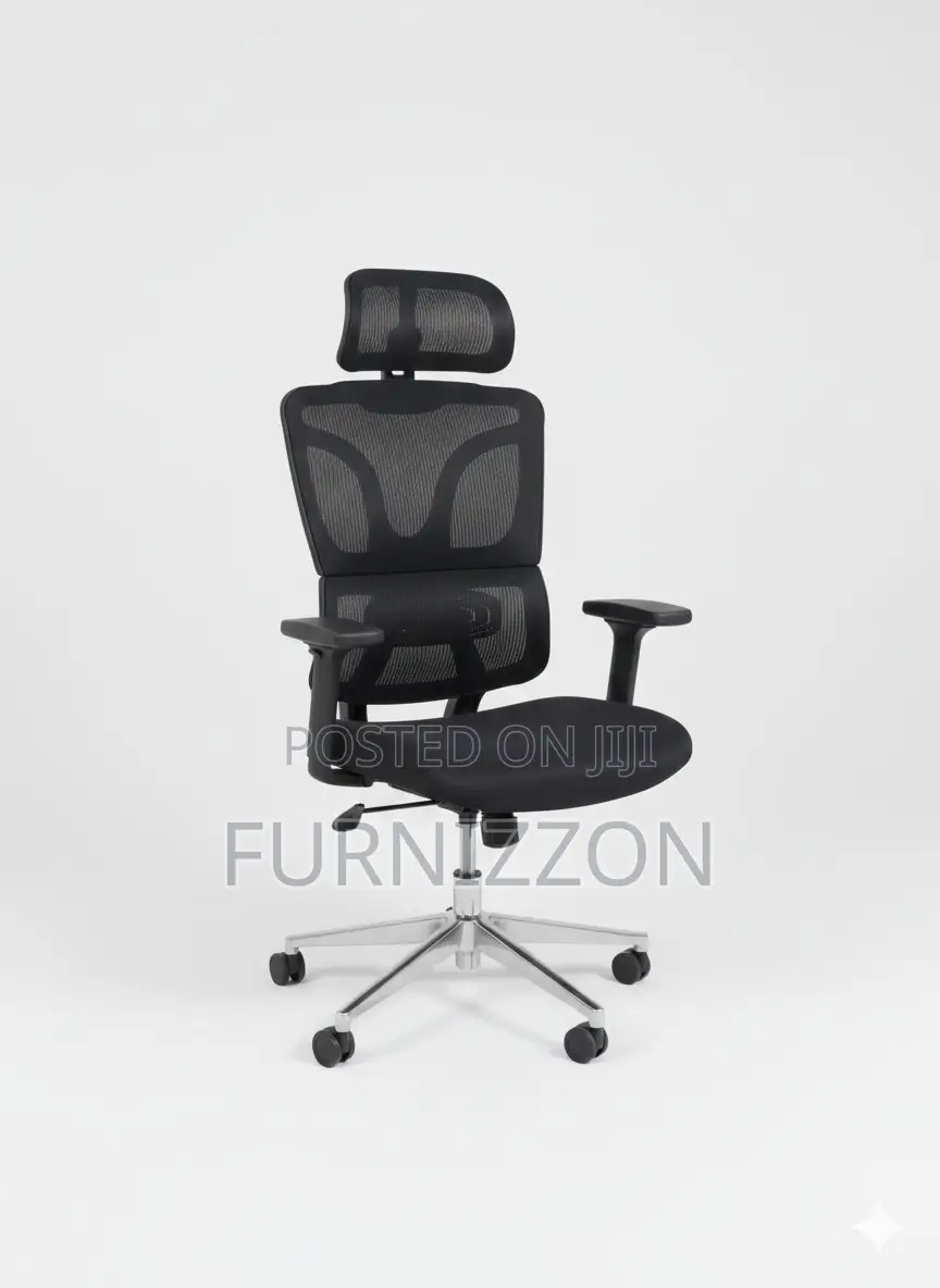 Modern Black Mesh Office Chair With Headrest, Swivel, and 3d Armrest