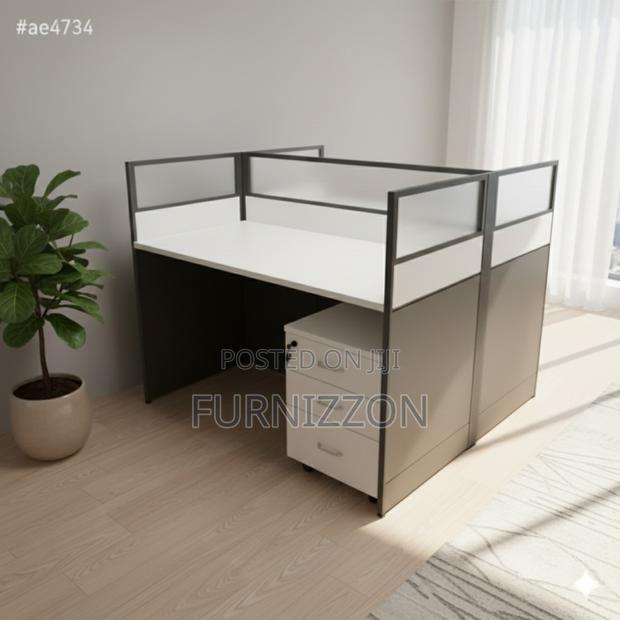 Modern Wooden 2-Person Office Workstation - main view