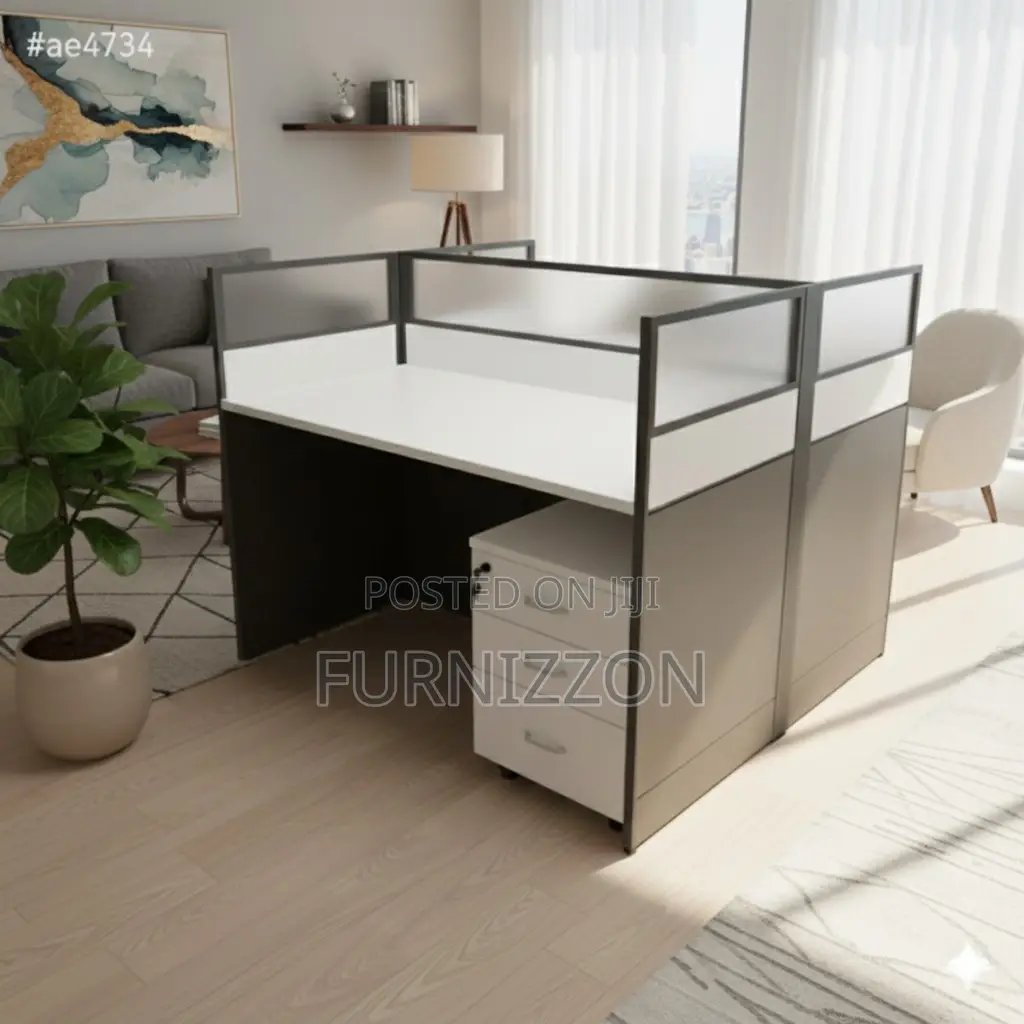 Ergonomic 2-Person Office Workstation With Glass Partition