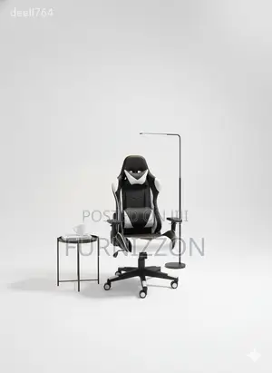 White Modern Gaming Chair With Neck Support and Swivel