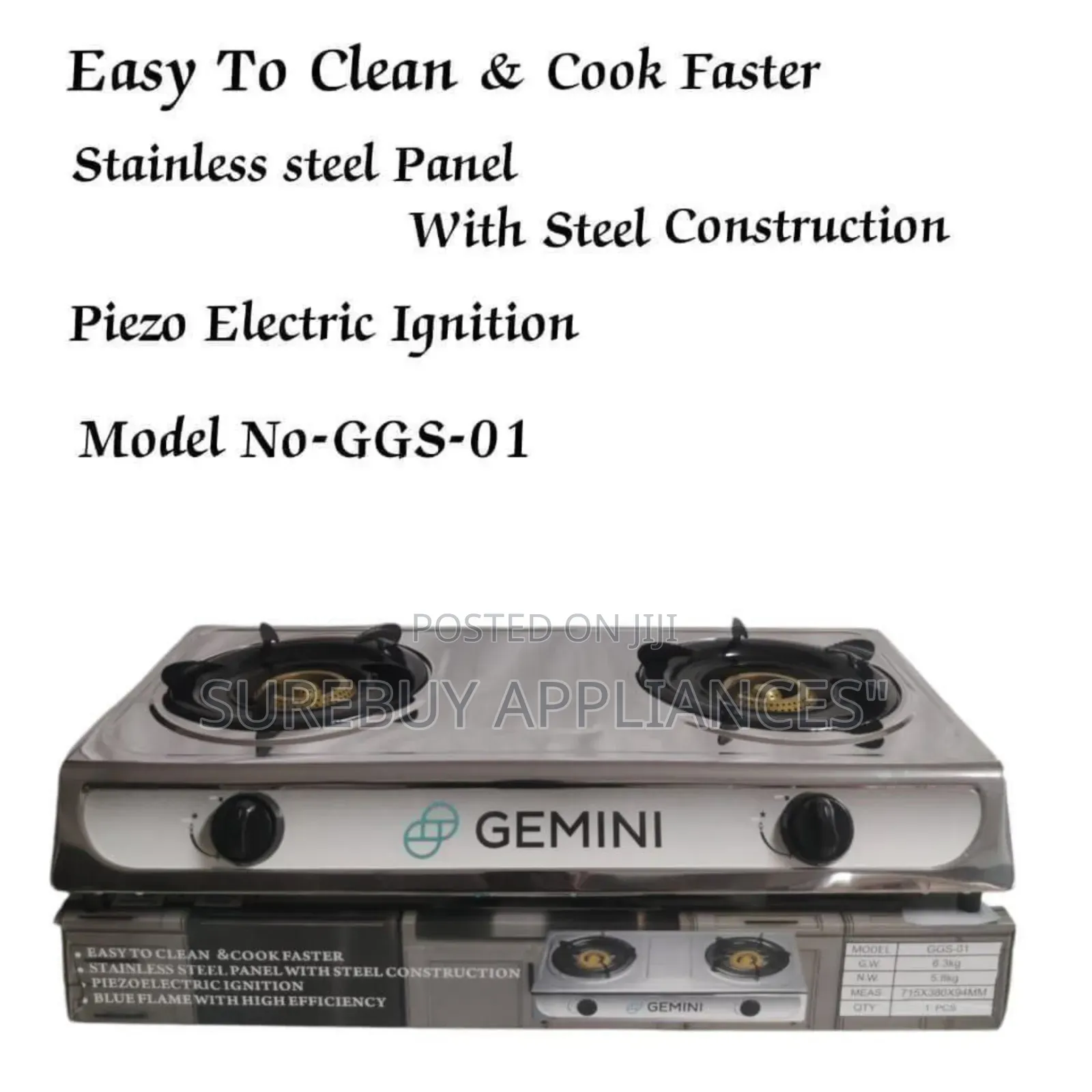 Stainless Double Burner Table Top
