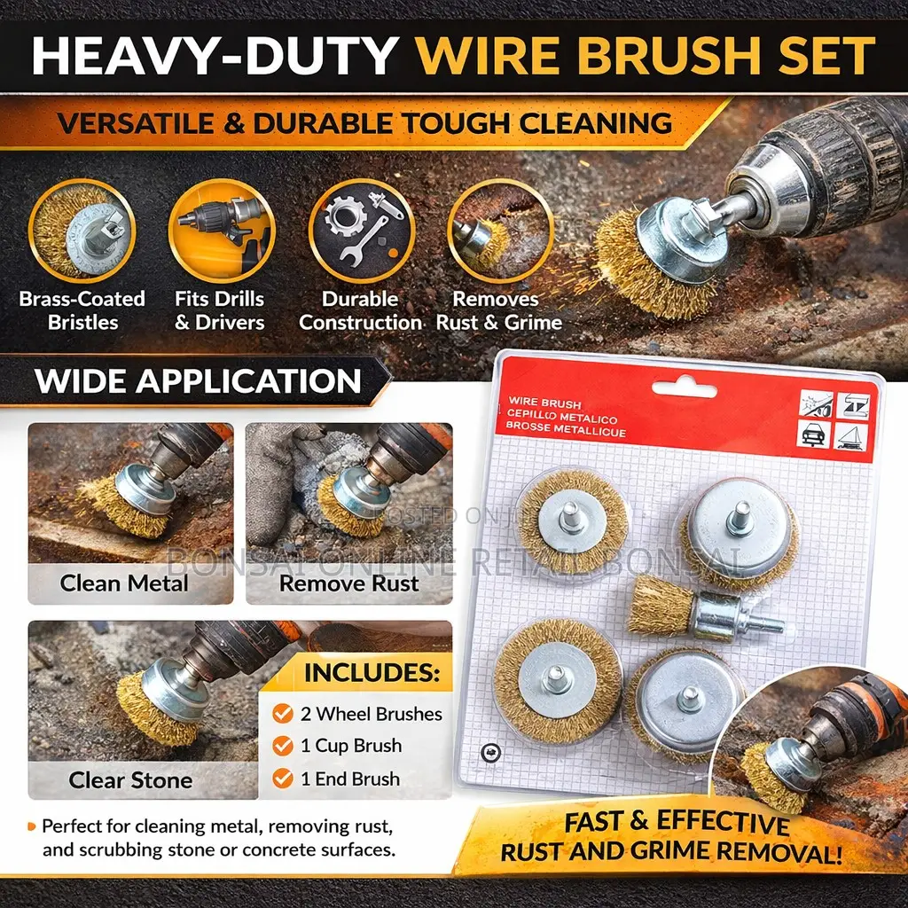3pcs Wire Brush Set for Drill, Brass Steel Rust Cleaning Brushes