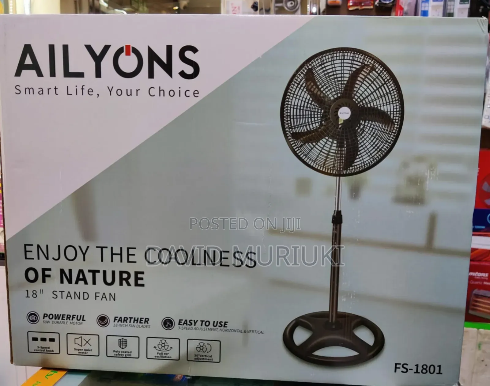 Ailyons 18 Inches Standingsfan 2 Pieces in a Box
