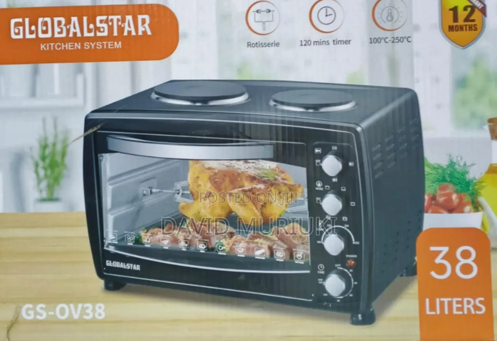 38 Litres Globalstar Oven With Rotisserie and Double Hot Plate Gr