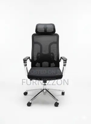 Height Adjustable Black Swivel Office Chair With Headrest