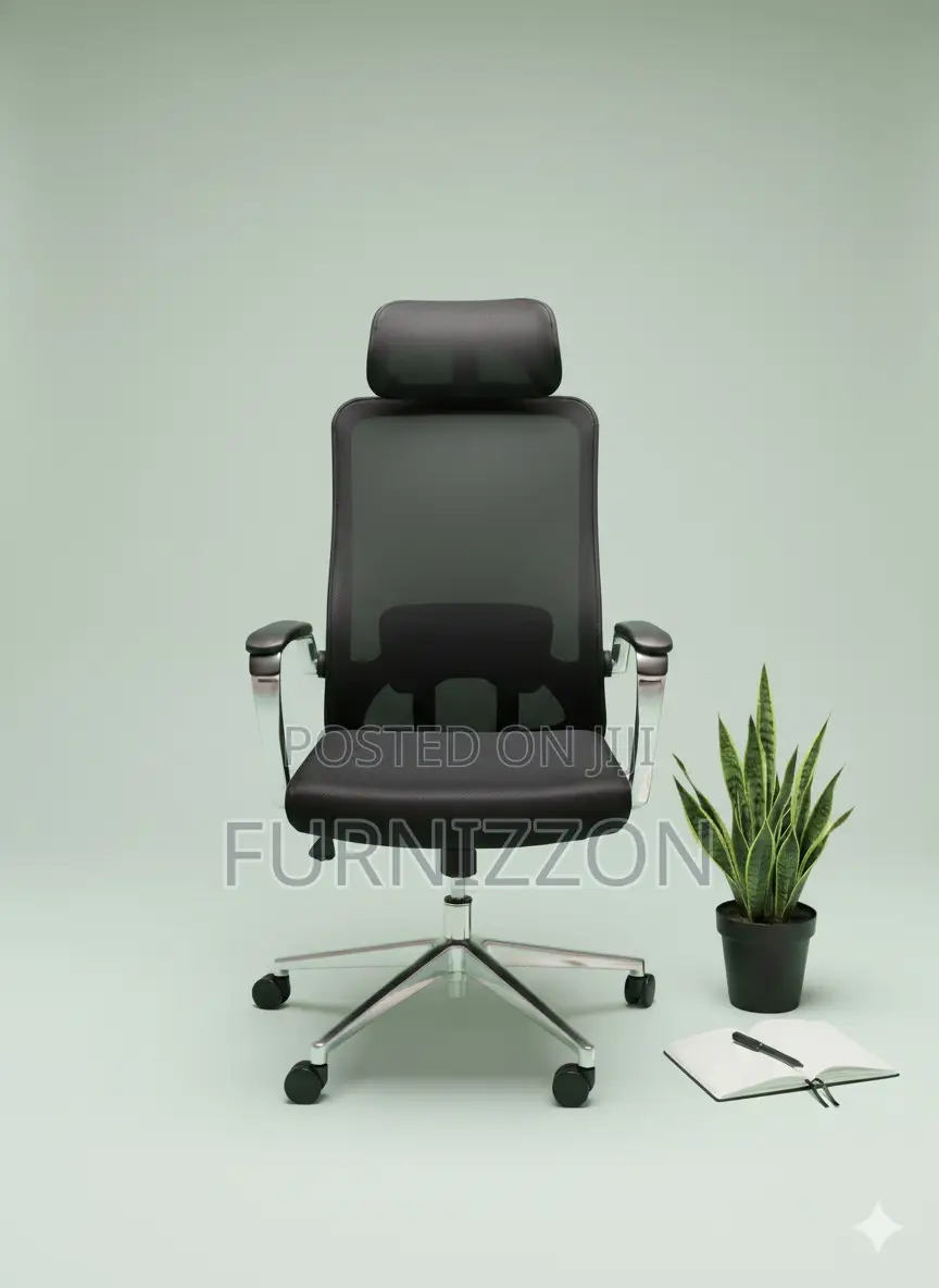 Ergonomic Black Swivel Office Chair With Headrest