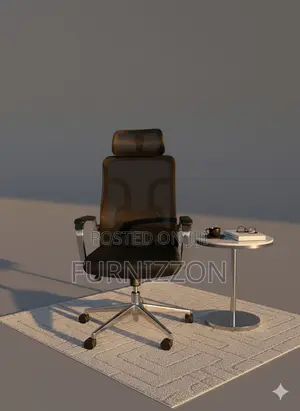 Black Swivel Office Chair With Headrest and Adjustable Seat