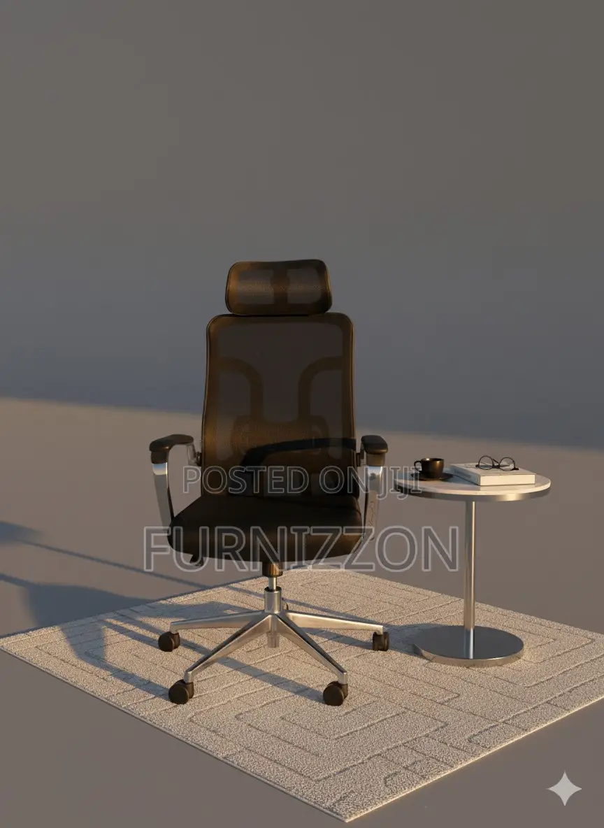 Black Swivel Office Chair With Headrest and Adjustable Seat