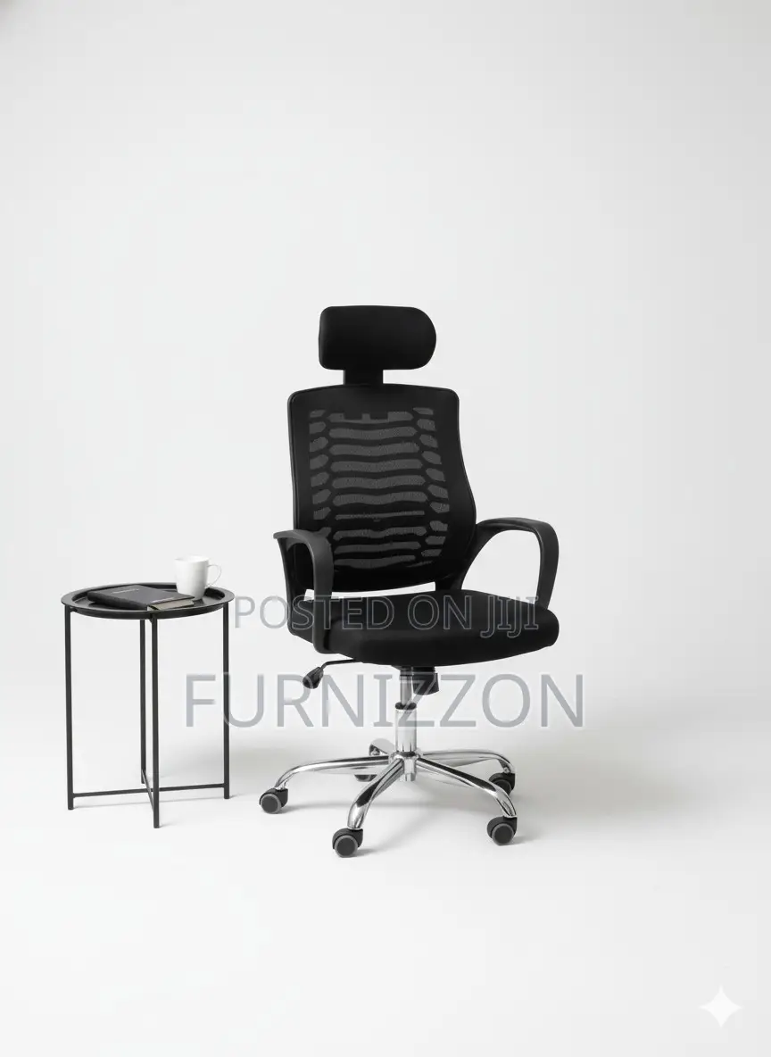 Black Executive Mesh Swivel Office Chair With Adjustable Height