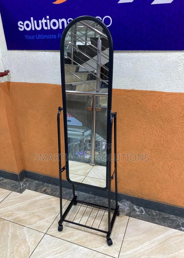 Black Full Length Dressing Mirror With Wheels And Shoes Rack