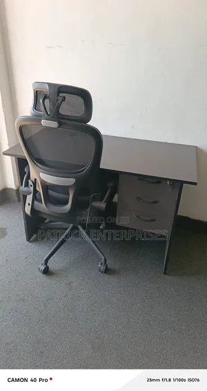 1.2 Mtrs Gray Office/ Study Desk + Orthopedic Office Chair