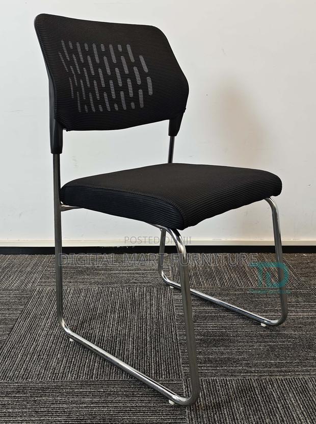 Black Mesh Sled Modern Chair