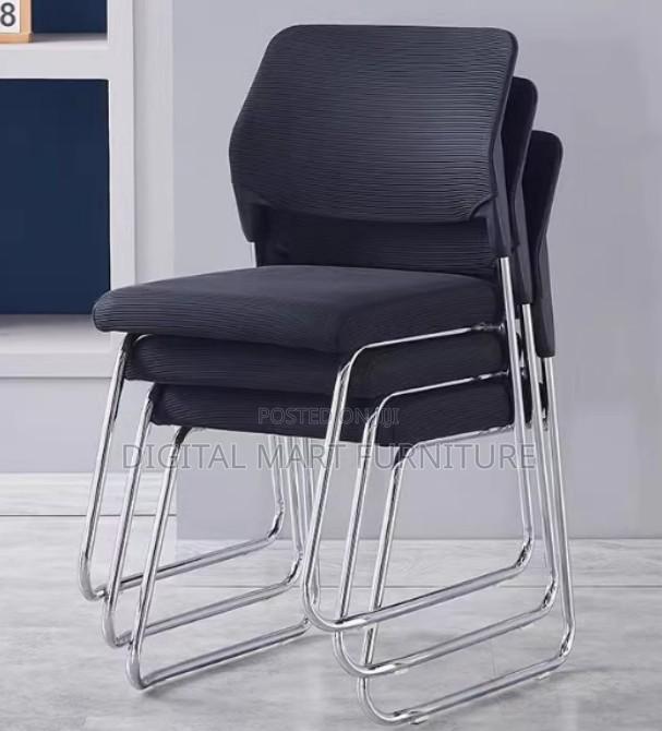 Black Mesh Sled Modern Chair - thumbnail 2