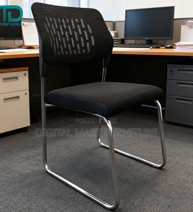 Black Mesh Sled Modern Chair - thumbnail 7