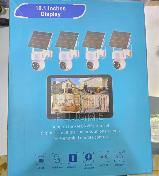 4 Lens Solar Camera NVR 9208vt + Touchscreen Display 10.1 Inch