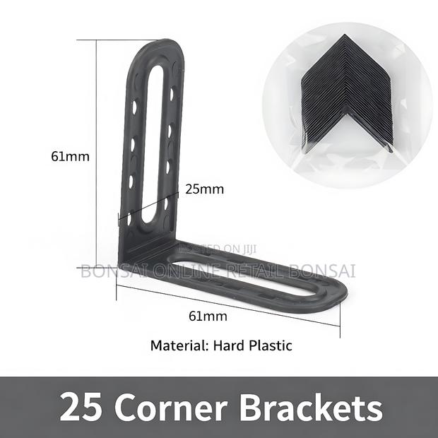 25pcs L Shape Plastic Corner Brackets Furniture Support Angle Fixer