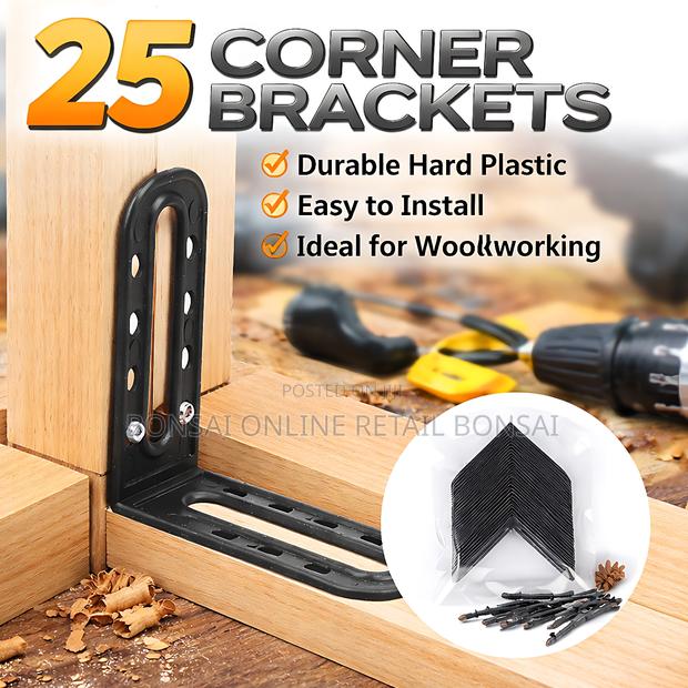 25pcs L Shape Plastic Corner Brackets Furniture Support Angle Fixer - thumbnail 2