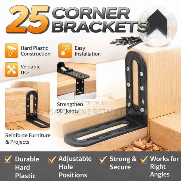 25pcs L Shape Plastic Corner Brackets Furniture Support Angle Fixer - thumbnail 4