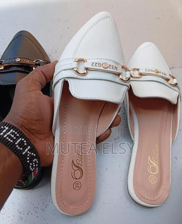 Black,White Grey Leather Pointed Ladies Mules - thumbnail 5