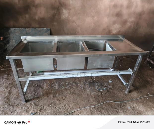Extravagant Commercial Stainless Three Bowls Sink