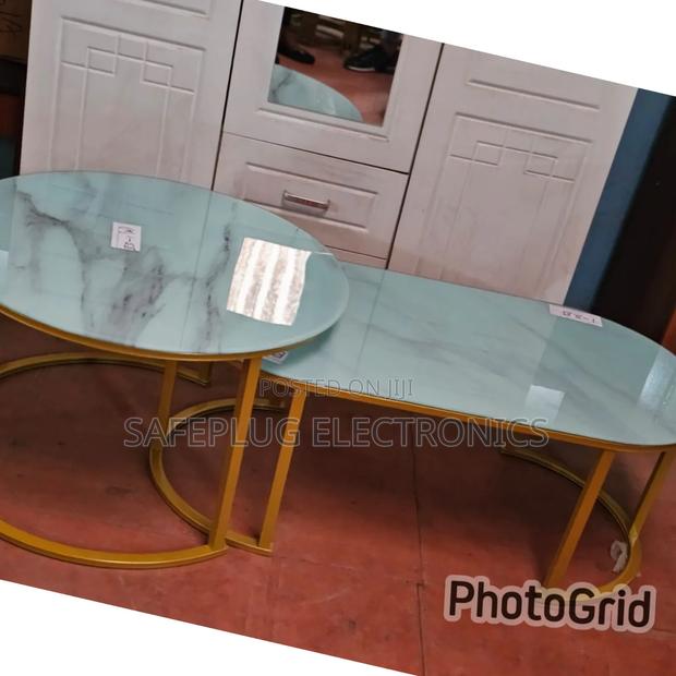 Modern White Marble Nesting Coffee Table – Space-Saving Design" - main view