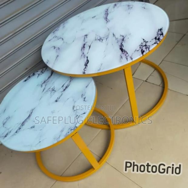 White Marble Nesting Coffee Table – Glamorous Glass Effect" - main view
