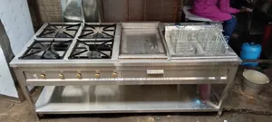 Combined Rages Stainless Steel (4-Burner+Grindle- And Double Fryer)