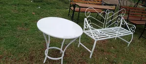 Bench Metallic With Metallic Table