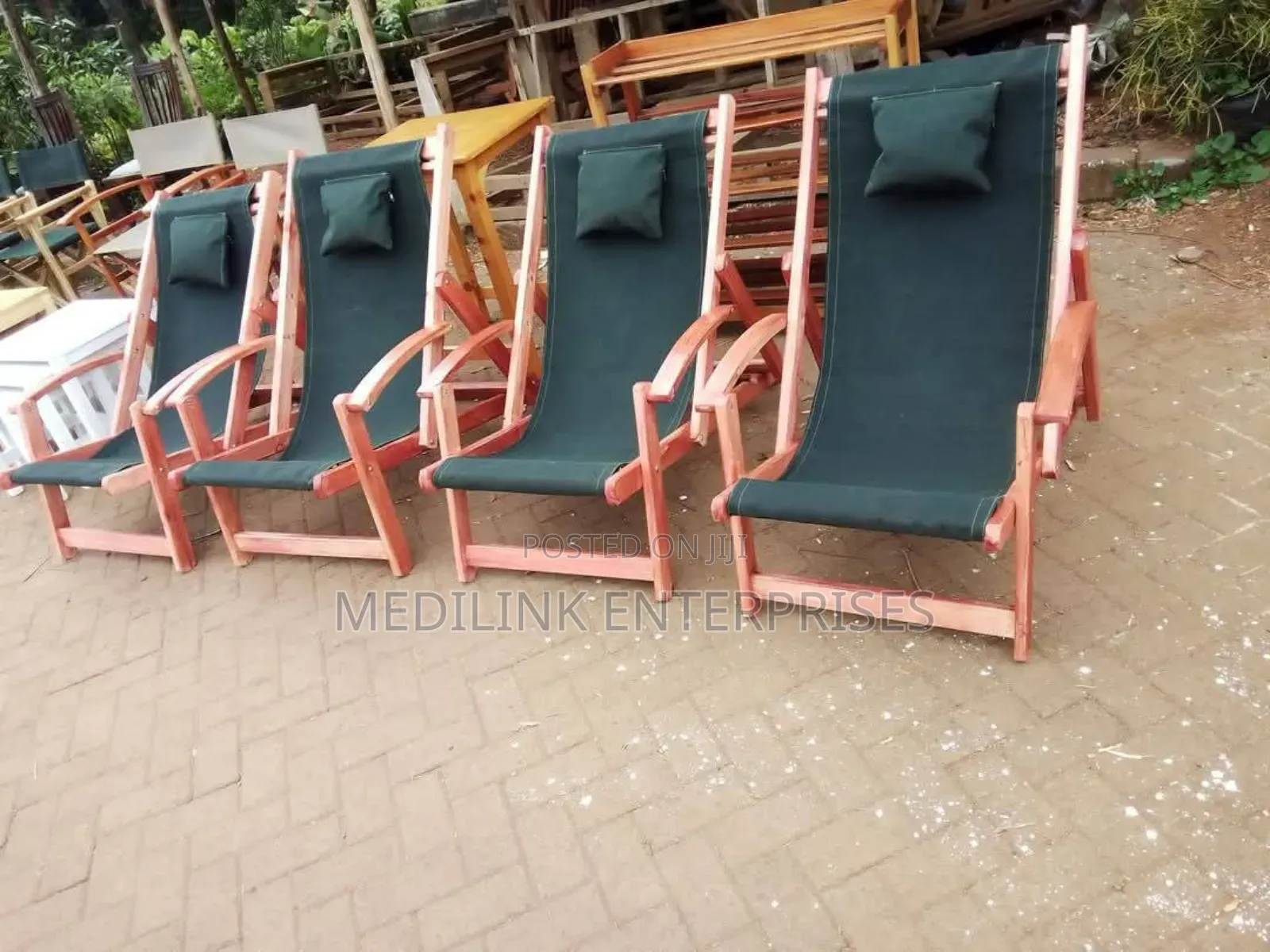 Wooden Upholstered Outdoor Sun Loungers
