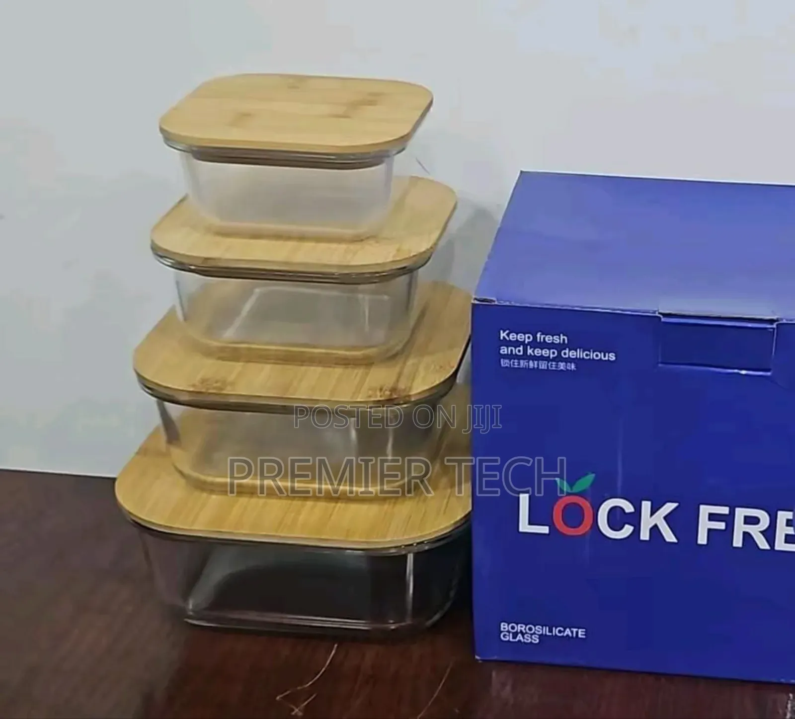 High Quality 4in1 Lock Fresh 4pc Heavy Glass Food Storage Containers