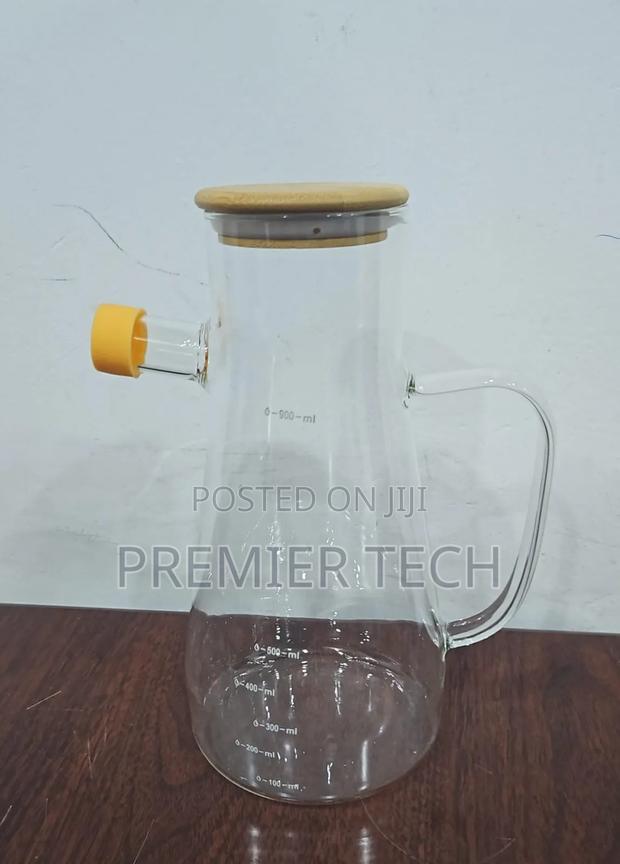 900ml Glass Jug Bamboo Cork 2 Way Outlet Dispenser