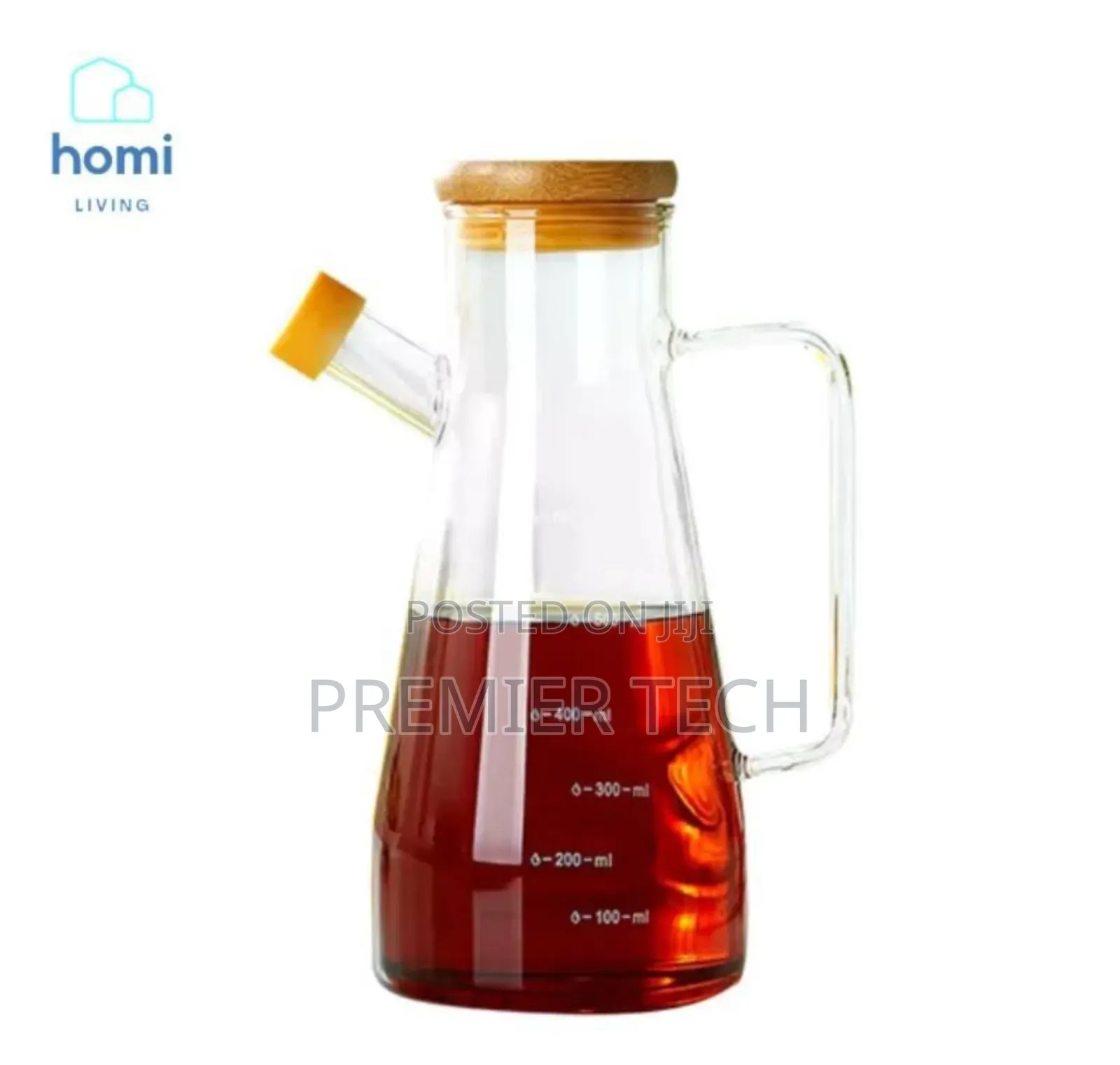 900ml Glass Jug Bamboo Cork 2 Way Outlet Dispenser