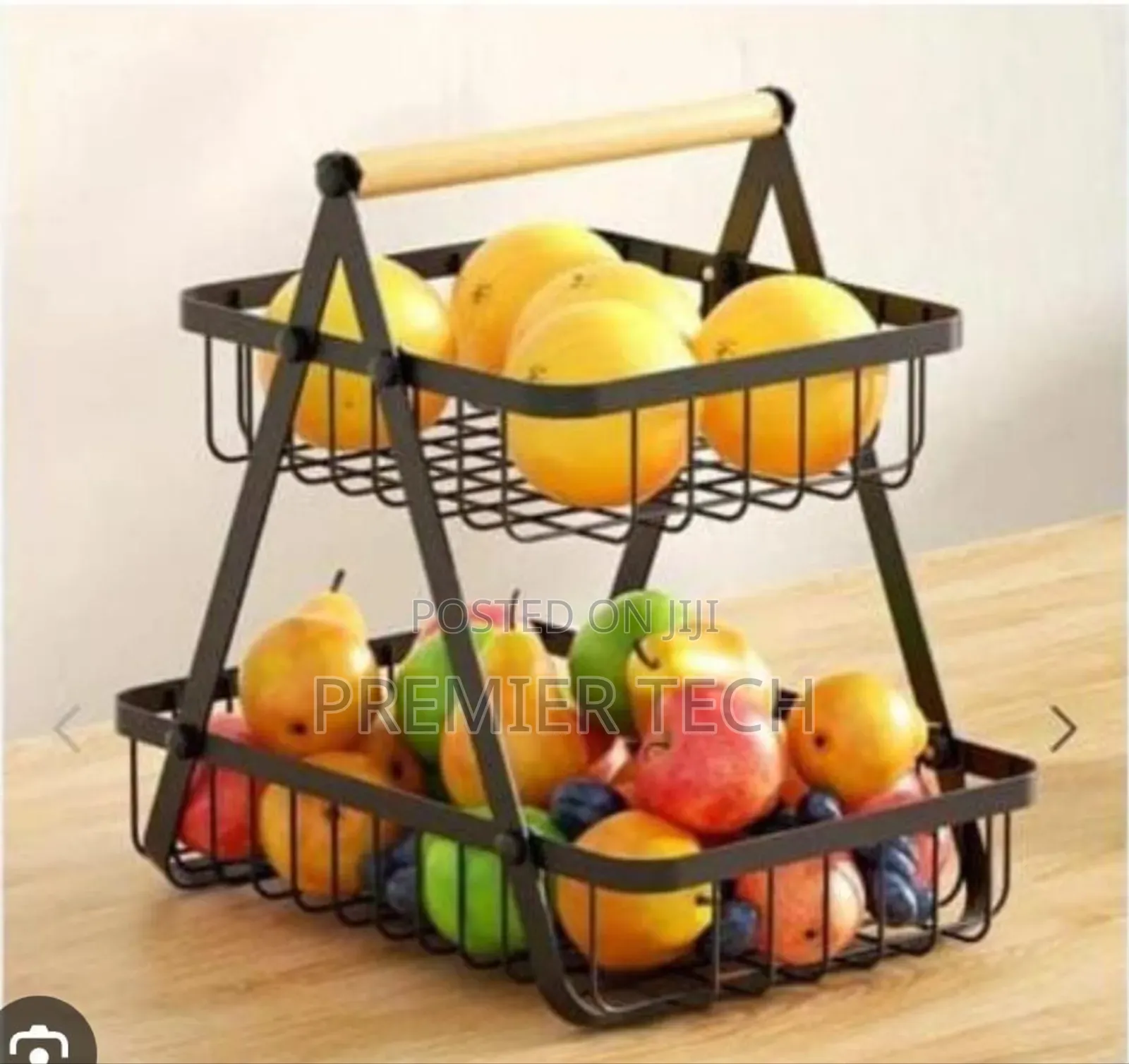 Triangular 2 Layer 2 Tier Metallic Mesh Fruit Basket