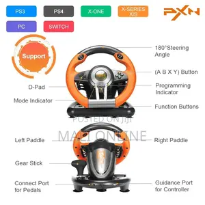 Racing Wheel With Pedals Paddle Shifters 180° Gaming Steering Wheel