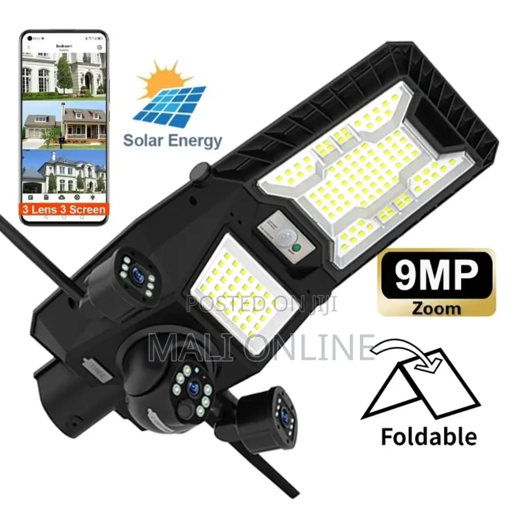 9mp 4g CCTV PTZ 3 Lens Camera Outdoor Solar Street Light 450w