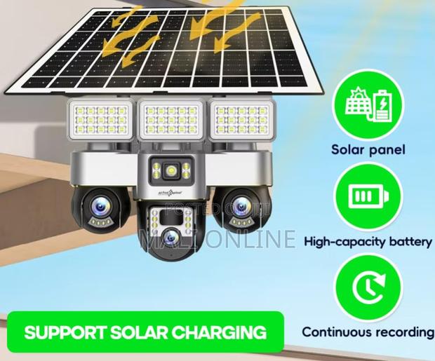 4g Solar CCTV Camera Triple Lens PTZ 360° Wireless Security Camera