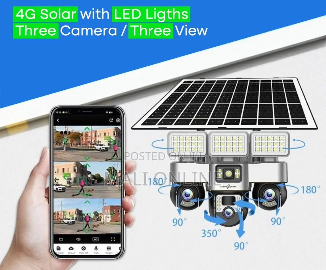 4g Solar CCTV Camera Triple Lens PTZ 360° Wireless Security Camera