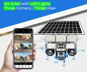 4g Solar CCTV Camera Triple Lens PTZ 360° Wireless Security Camera