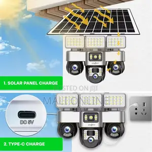 4g Solar CCTV Camera Triple Lens PTZ 360° Wireless Security Camera