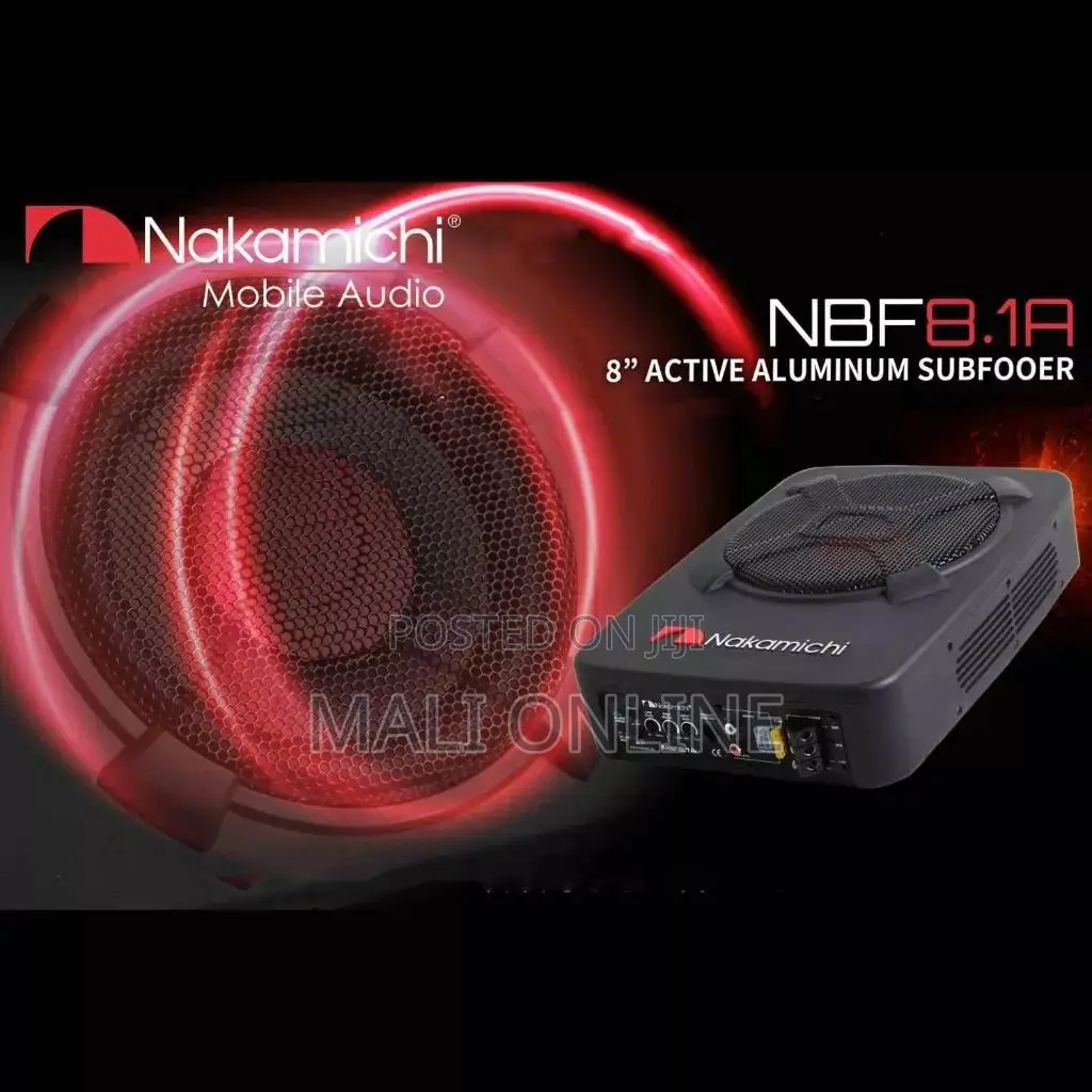 Nakamichi 8 Inch Active Underseat Subwoofer 1500w Car Bass Speaker