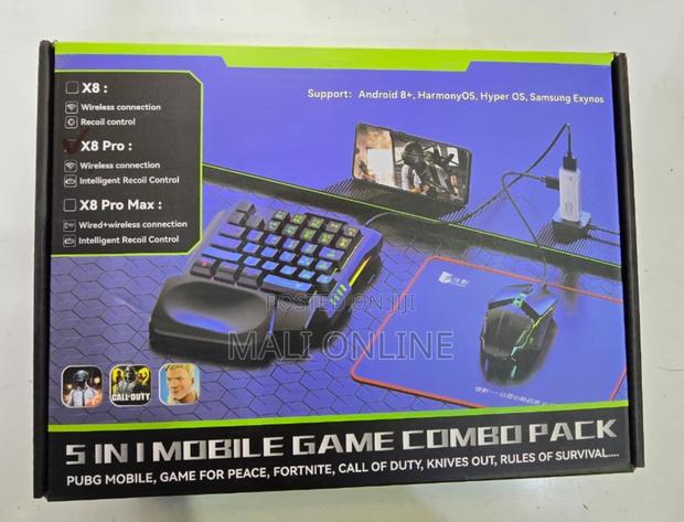 5-in-1 Mobile Gaming Keyboard Mouse Combo RGB Half-Hand Mini Keyboard - thumbnail 3