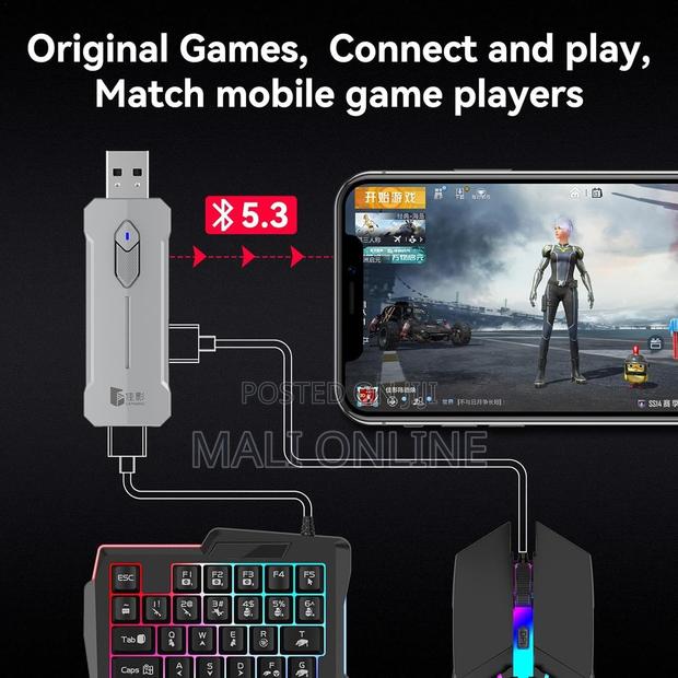 5-in-1 Mobile Gaming Keyboard Mouse Combo RGB Half-Hand Mini Keyboard - thumbnail 6
